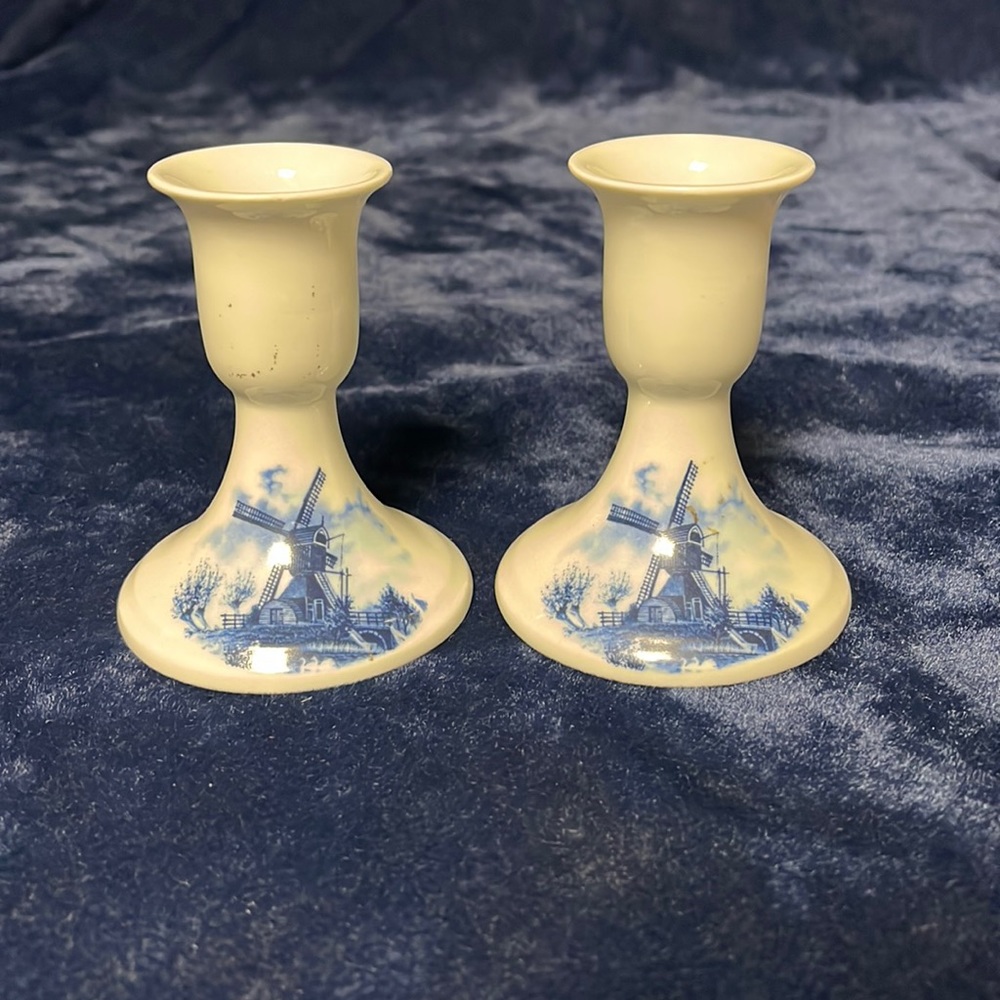 VTG Dutch Delft Candlesticks